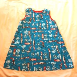 Cat in the Hat girls size 5 dress shift hand crafted